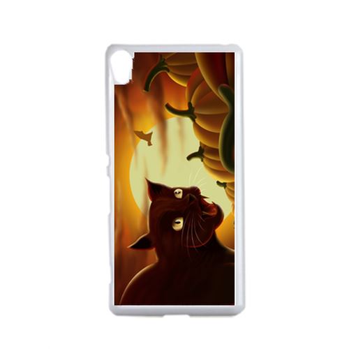 Coque Chat Noir Citrouille Compatible Sony Xperia X Transparent