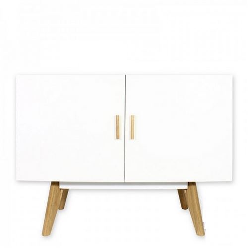 Bahut 2 portes et 1 tablette fixe - blanc