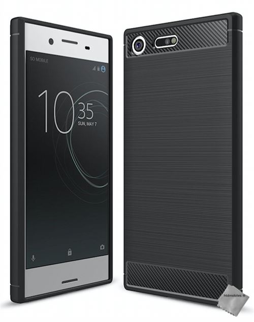 Housse etui coque silicone gel carbone pour Sony Xperia XZ Premium avec film ecran - NOIR