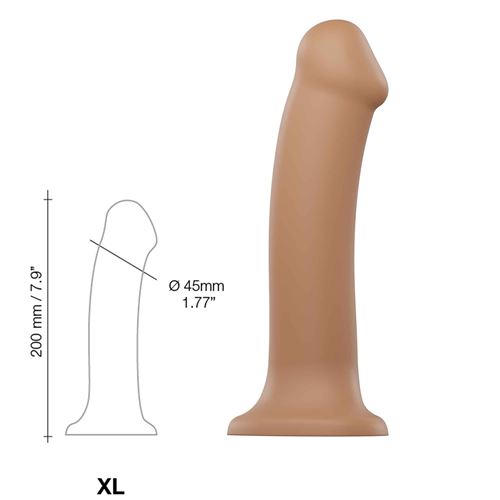 strap-on-me – Bendable Dildo Semi-Réaliste – Silicone à Double Densité – Ventouse Puissante – Garanti Sans Phtalates – Hypoallergénique – Taille L – Coloris Caramel