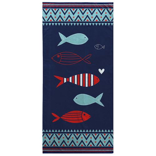 serviette de plage 70 x 150 cm eponge velours imprime feroe