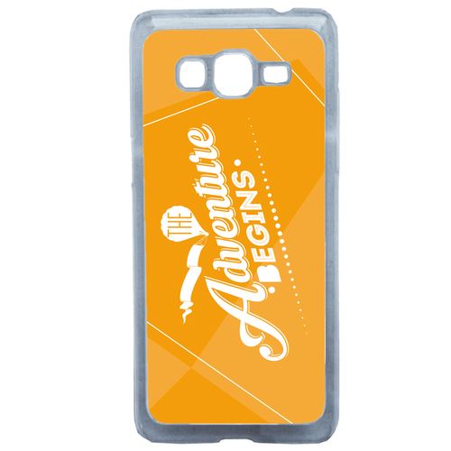 Coque The Adventure Begins Fond Orange Compatible Samsung Grand Prime Transparent