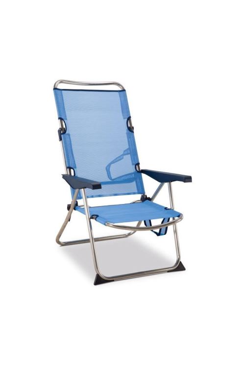 EREDU Chaise de camping - 4 positions - Bleu