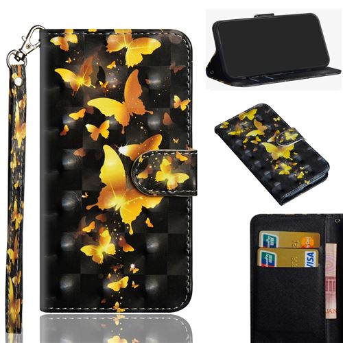 Etui en PU motif décoratif de points lumineux papillon doré pour votre Google Pixel 3 XL