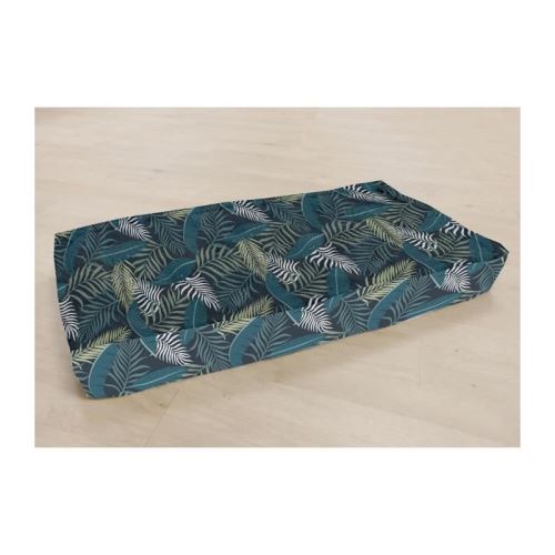 Matelas de sol 100% coton imprimé JUNGLE 120x60x15cm - Bleu