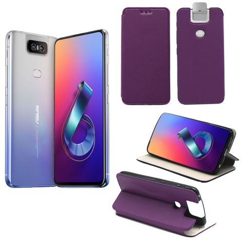 Housse Asus Zenfone 6 ZS630KL violette - Etui Coque Asus Zenfone 6 ZS630KL Protection antichoc à rabat Smartphone 2019 - Accessoires Pochette Case XEPTIO