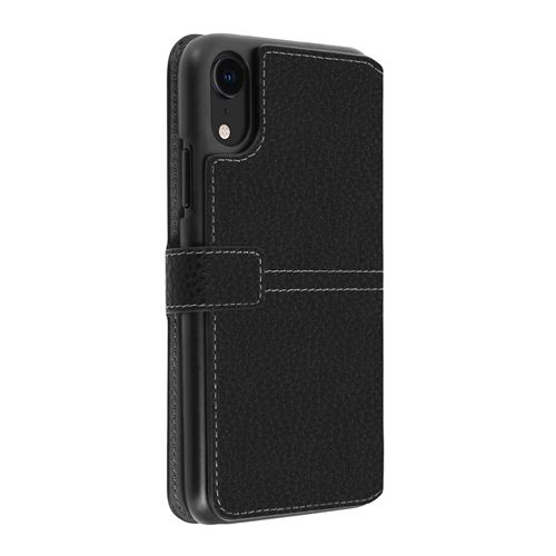 Folio Sellier Bouton laqué Noir pour iPhone XR Faconnable