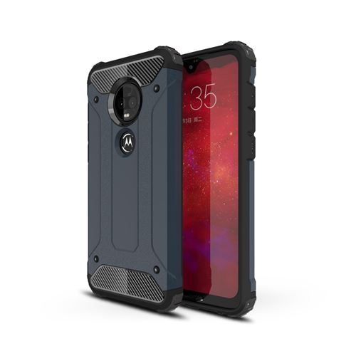 Coque en TPU armure de protection hybride bleu foncé pour votre Motorola Moto G7
