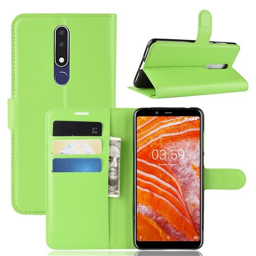 Etui en PU vert pour votre Nokia 3.1 Plus