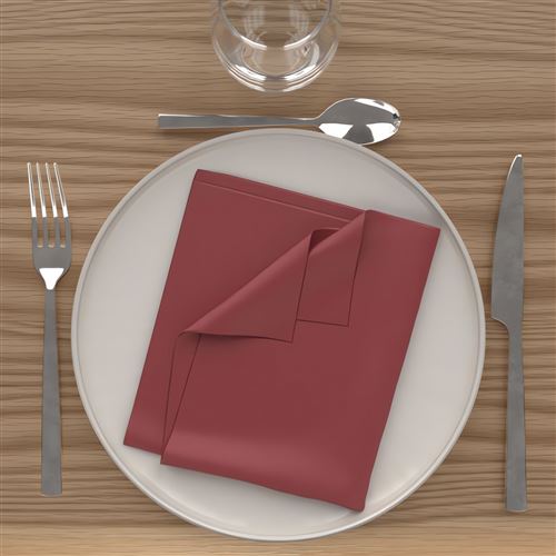Lot de 3 serviettes de table 40 x 40 cm - ALIX - Polyester - Rouge