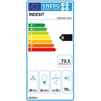 Hotte décorative 647m³/h INDESIT 80cm, IHVP 83 FLMK