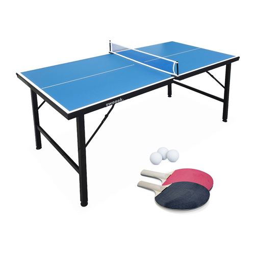 mini table de ping pong 150x75cm table pliable indoor bleue avec 2 raquettes et 3 balles valise de jeu pour utilisation interieure sport tennis de table table de tennis de table achat prix fnac