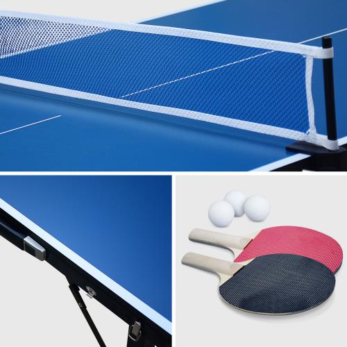 GYMAX Table de Ping-Pong Pliable, 152,4 x 76,2 x 76,2 CM, Mini Table de  Tennis avec 2 Balles et 2 Raquettes, Table Portable pour Tennis pour  Intérieur et Extérieur (Bleu) : : Sports et Loisirs