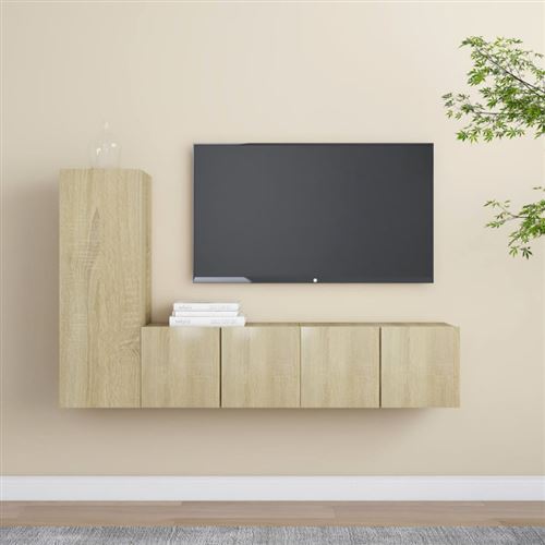 Vidaxl Ensemble De Meubles Tv 3 Pcs Chêne Sonoma Bois D Ingénierie - Image 3