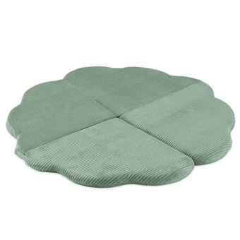 Tapis fleur 115x115x5 cm velours côtelé vert - 1