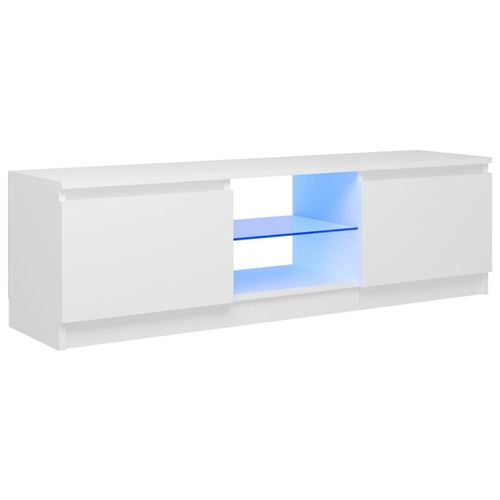 vidaXL Meuble TV avec lumières LED Blanc 120x30x35,5 cm