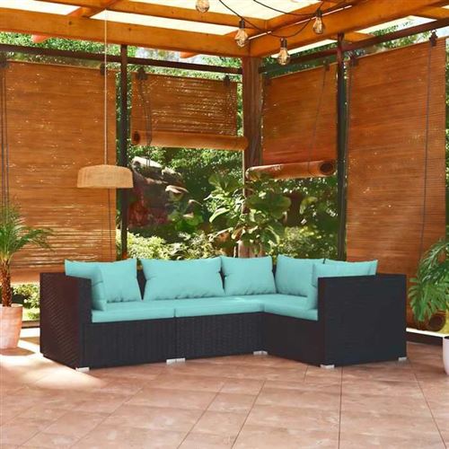 Non Communiqué Noir Salon De Jardin Modulable Vidaxl Resine Tressee Bleu 3 Pieces 4 Personnes