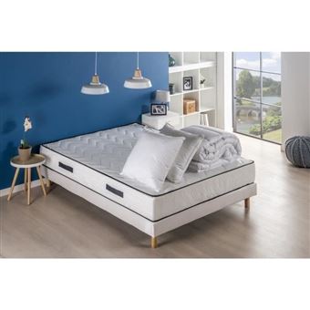 Pack pret a dormir ZEN - Matelas + sommier 140x190 + couette + 2 oreillers