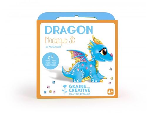 4 cartes mosaique 3d dragon