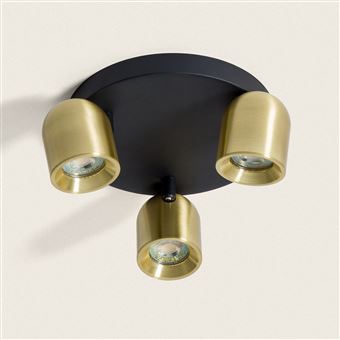 TechBrey Plafonnier Rond Orientable Aluminium 3 Spots Caleb Blanc - 1