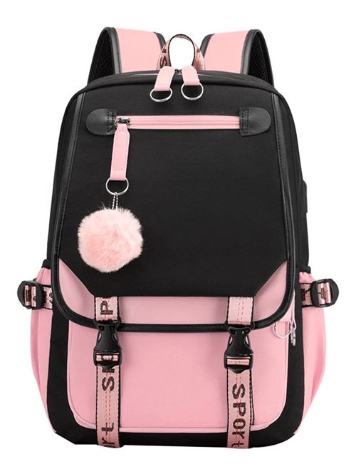 Non Communiqué Filles Noir/Rose Sac À Dos Uniquemaison Grande Capacité D'école 44 Cm Pour