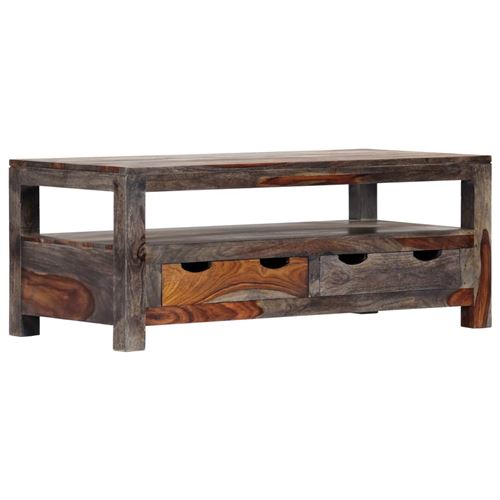 vidaXL Table basse Gris 100 x 50 x 40 cm Bois de Sesham massif