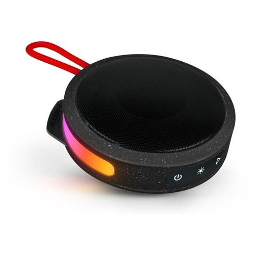 Enceinte Bluetooth Ronde Avec Dragonne Et Effets Lumineux - 15 W - Noir Et Rouge