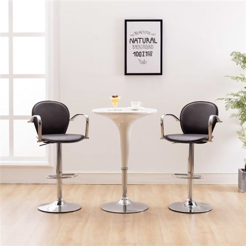 vidaXL Tabourets de bar avec accoudoir 2 pcs Marron Similicuir