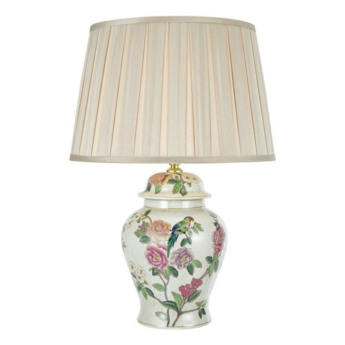 DAR PEONY - Base de lampe de table en porcelaine motif floral fini à la main