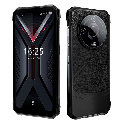 HOTWAV T7 Pro Téléphone Portable 6.6 Android 13, 6280mAh, 12(6+6)Go+256Go, 64MP+16MP,Empreinte digitale/Face ID,Dual SIM 4G - Noir