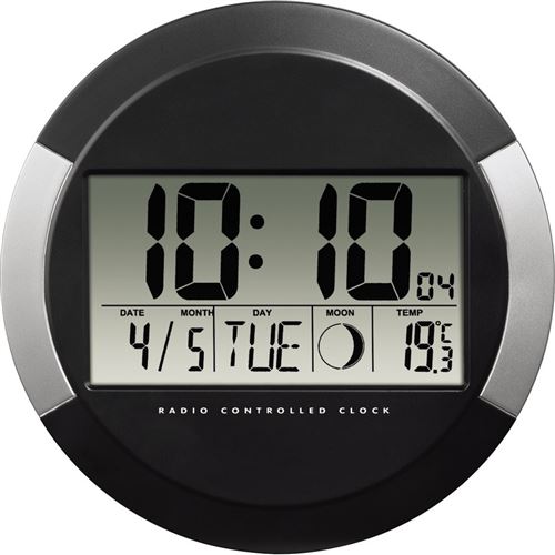 hama Pendule murale 'PP245' radio pilotée, en plastique,noir