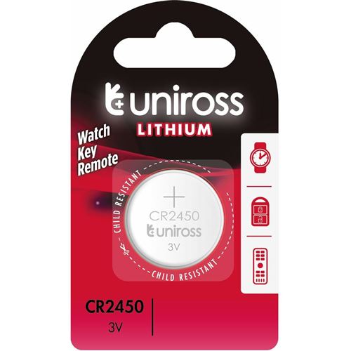 UNIROSS Pack de 1 Pile Lithium CR2450, 3V