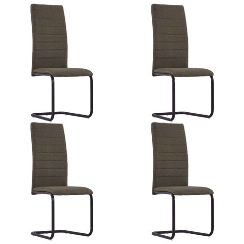 vidaXL Chaises de salle à manger cantilever 4 pcs Marron Tissu