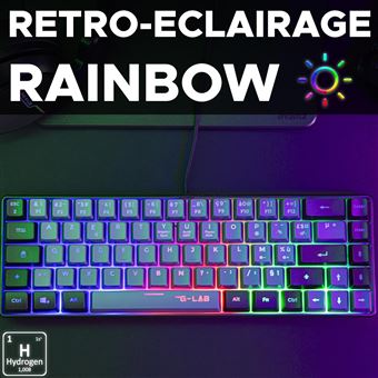 Clavier gaming filaire Azerty The G-Lab Keyz Hydrogen GRB Gris et Noir