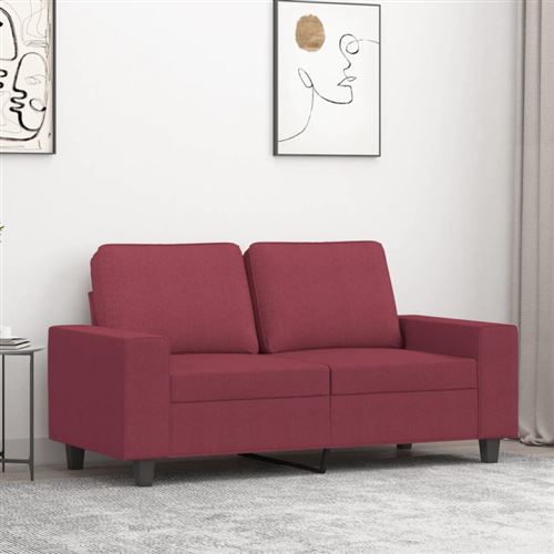 vidaXL Canapé à 2 places Rouge bordeaux 120 cm Tissu