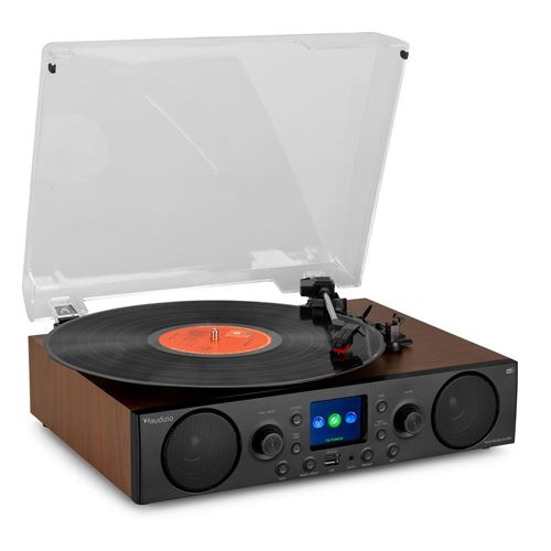 Audizio Tulsa Platine Vinyle Bluetooth, Lecteur Vinyles Avec Radio Fm/Dab Plus