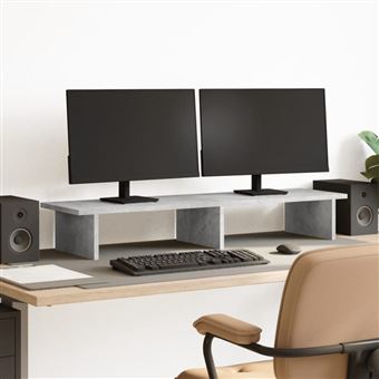 vidaXL Support de moniteur gris béton 100x27x15 cm bois d'ingénierie854709 - 1
