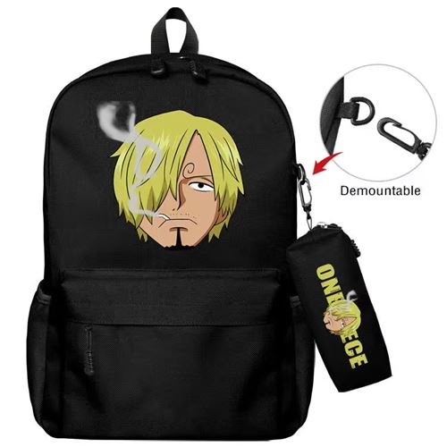 Lot de 2 pièces Sac à Dos, Trousse à crayons One Piece pour Garçon et Filles (SD1657) 40*22*45 cm Noir