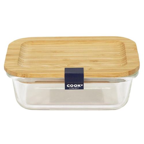Non Communiqué Transparent Lunch Box Verre & Bambou "Repas" 32Cl