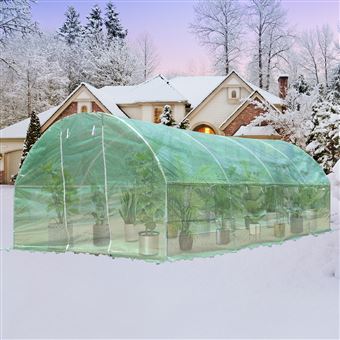 Serre de jardin en verre trempé 4 mm verte avec kit d'ancrage 9 m² - OTERIA