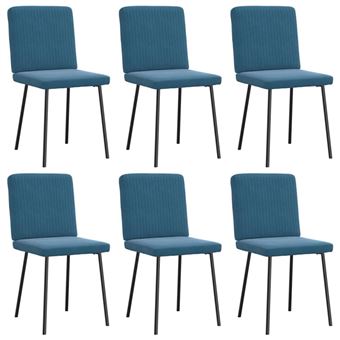 Chaises à manger lot de 6 bleu velours - 1