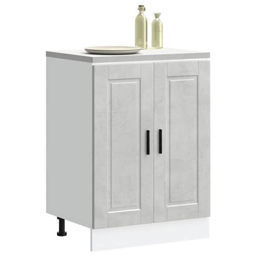 VIDAXL - Armoire de cuisine Porto - Gris Béton - Buffet de Rangement - Image 3