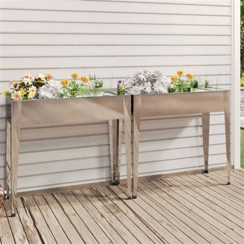 VIDAXL - Jardinière - Acier galvanisé - Set de 2 - Image 2