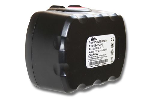 Vhbw Batterie compatible avec Bosch PAG 12, PSB 12 VE-2, PSR 12, PSR 12VE outil électrique (3000 mAh, NiMH, 12 V)