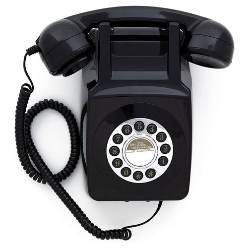 GPO 746 WALL Noir - Téléphone mural rétro bouton poussoir