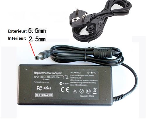 Adaptateur Chargeur Secteur 15V 6A Embout 5.5mm*2.5mm