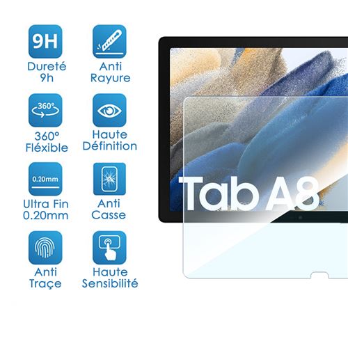 Protège écran en verre trempé 9H pour Galaxy Tab A8 10.5
