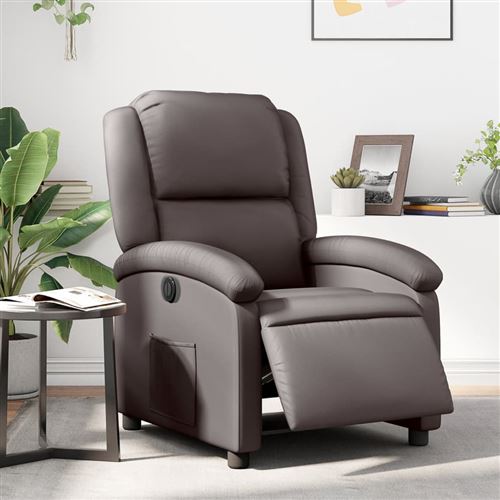 Non Communiqué Marron Vidaxl Fauteuil Réglable Électrique Echt Leer Foncé