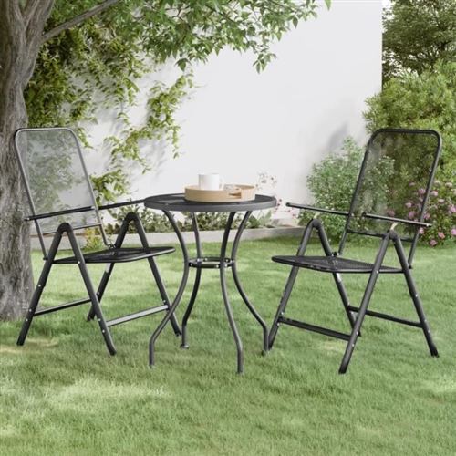 Vidaxl Chaises Pliables De Jardin 2 Pcs Maille Métallique Anthracite 317340 - Image 3