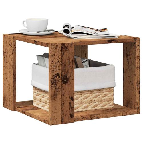 Table basse vieux bois 40x40x30 cm bois d ingénierie